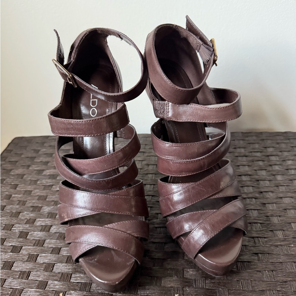 Aldo Dark Brown Strappy Heels